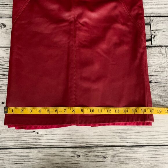 Vintage 90s Originaux Par Pablo Red Leather Pencil Midi Skirt - Picture 11 of 12